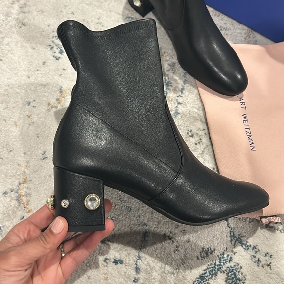 Stuart Weitzman Allshine 60 Leather Bootie in black size 7 NWT - Picture 5 of 13